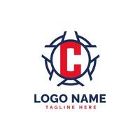 patriottisch c logo concept. brief c Amerikaans patriottisch logo sjabloon vector