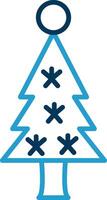 Kerstmis boom lijn blauw twee kleur icoon vector