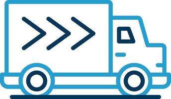 levering vrachtauto lijn blauw twee kleur icoon vector