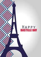 frankrijk eiffeltoren van happy bastille day vector design