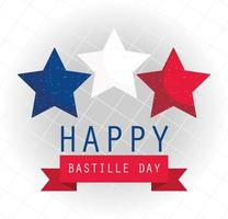 frankrijk sterren met lint van happy bastille day vector design