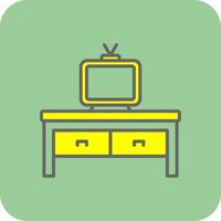 TV tafel gevulde geel icoon vector