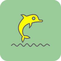dolfijn tonen gevulde geel icoon vector