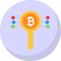 bitcoin sleutel vlak bubbel icoon vector