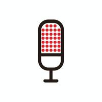 rood punt patroon hoofd microfoon - punt patroon hoofd microfoon voor uitzending of podcast - punt patroon hoofd microfoon icoon of logo geïsoleerd Aan wit vector