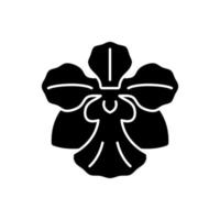 vanda miss joaquim zwarte glyph-pictogram. singaporese nationale bloem. hybride planten. singapore orchidee. waaiervormige bloemtros. silhouet symbool op witte ruimte. vector geïsoleerde illustratie