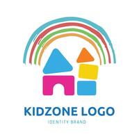 kind zone of kleuterschool logo ontwerp voor branding en identiteit vector