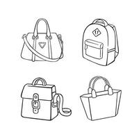 een reeks van tekeningen met divers koffers, Tassen. illustratie vector