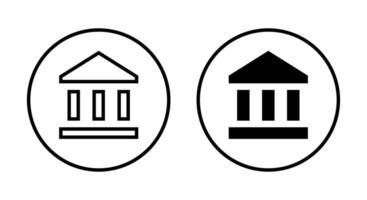 bank icoon Aan cirkel lijn. geld gebouw teken symbool vector