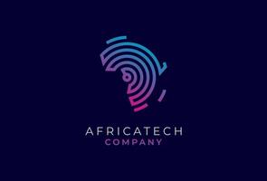 Afrika tech logo, Afrika logo met technologie stijl, Afrika ontwerp logo sjabloon. illustratie vector