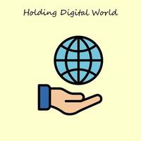 Holding digitaal wereld illustratie vector