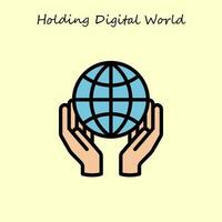 Holding digitaal wereld illustratie vector