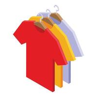 kleurrijk t-shirts Aan hanger icoon isometrische . kleding stof slijtage vector