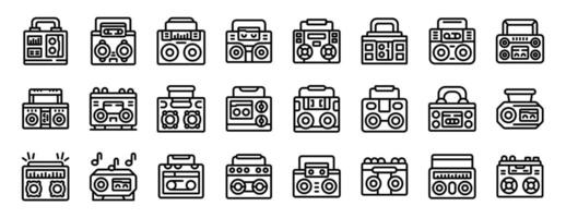 boombox pictogrammen reeks schets . muziek- speler vector