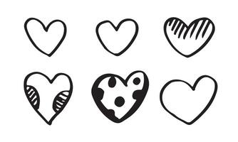tekening harten, hand- getrokken liefde hart verzameling. vector