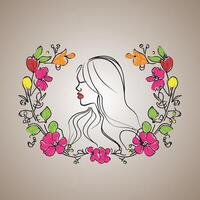 mooi Dames met bloemen kunst ontwerp vector