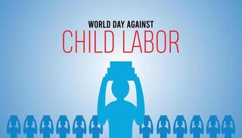 wereld dag tegen kind arbeid opgemerkt elke jaar in juni. sjabloon voor achtergrond, banier, kaart, poster met tekst inscriptie. vector