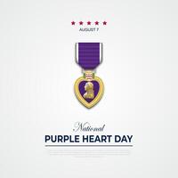 nationaal Purper hart dag augustus 7 achtergrond illustratie vector