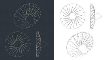 turbine messen tekeningen vector