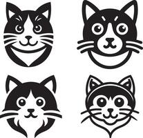 schattig kat hoofd illustratie reeks voor kat dag. vector