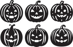 grappig halloween pompoen silhouet set. verzameling van gelukkig halloween pictogrammen. vector
