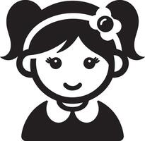 kind meisje met een bloem haar- band in haar haar- illustratie voor kinderen dag. school- en onderwijs elementen. vector