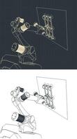 robot met vacuüm grijper tekeningen vector