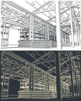 magazijn interieur schetsen vector