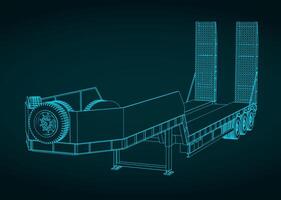 3 as laag bed aanhangwagen blauwdruk vector