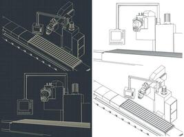 geautomatiseerd fabriek lijn tekeningen vector