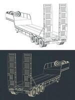 3 as laag bed aanhangwagen tekeningen vector