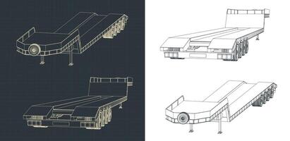 4 as laag bed aanhangwagen vector