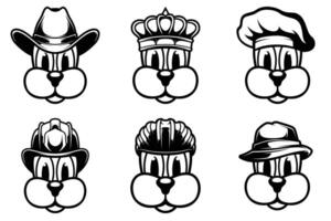 hond hoofd mascotte bundel schets versie vector