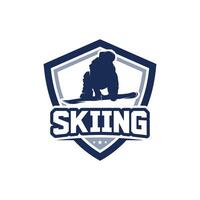 skiën gestileerde symbool logo of embleem sjabloon vector