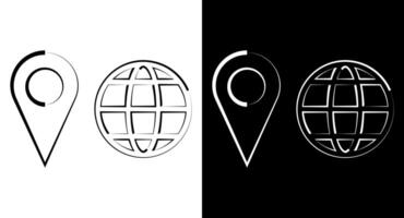 plaats wijzer pin of u zijn hier markeerstift teken symbool en wereld wereldbol aarde web symbool. vector