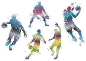 basketbal spelers silhouet illustratie reeks geïsoleerd Aan een wit achtergrond. vector