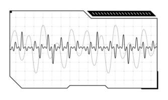 hud digitaal futuristische gebruiker koppel audio equalizer kader. sci fi hoog tech muziek- geluid Golf scherm. gui en fui cyber radio toezicht houden dashboard paneel. hoofd omhoog Scherm ui infographic ontwerp element vector