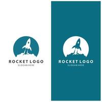 creatief en modern raket logo ruimteschip lancering sjabloon ontwerp vector