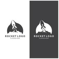 creatief en modern raket logo ruimteschip lancering sjabloon ontwerp vector