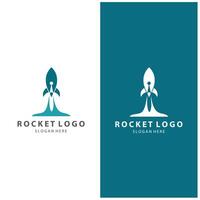 creatief en modern raket logo ruimteschip lancering sjabloon ontwerp vector