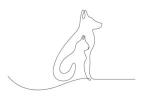 kat in een doorlopend lijn tekening vrij illustratie vector