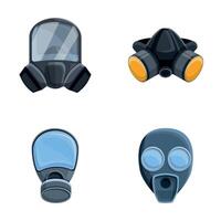 gasmasker pictogrammen reeks tekenfilm . divers type van chemisch masker vector