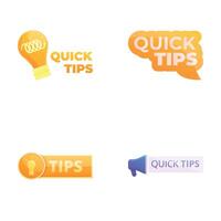 tips pictogrammen reeks tekenfilm . snel tips insigne embleem etiket en sticker vector