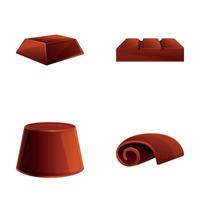 chocola Product pictogrammen reeks tekenfilm . chocola stuk en snoep vector