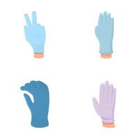 medisch handschoen pictogrammen reeks tekenfilm . divers beschermend rubber handschoen vector