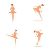 ballerina pictogrammen reeks tekenfilm . ballerina danser in mooi houding vector