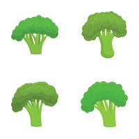 vers broccoli pictogrammen reeks tekenfilm . groen broccoli kool Aan stengel vector