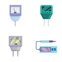 ph meten pictogrammen reeks tekenfilm . digitaal chemisch ph meter vector