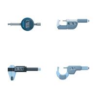 klassiek micrometer pictogrammen reeks tekenfilm . laboratorium digitaal micrometer vector