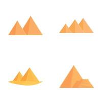 piramide Egypte pictogrammen reeks tekenfilm . oude Farao graf in Afrika vector